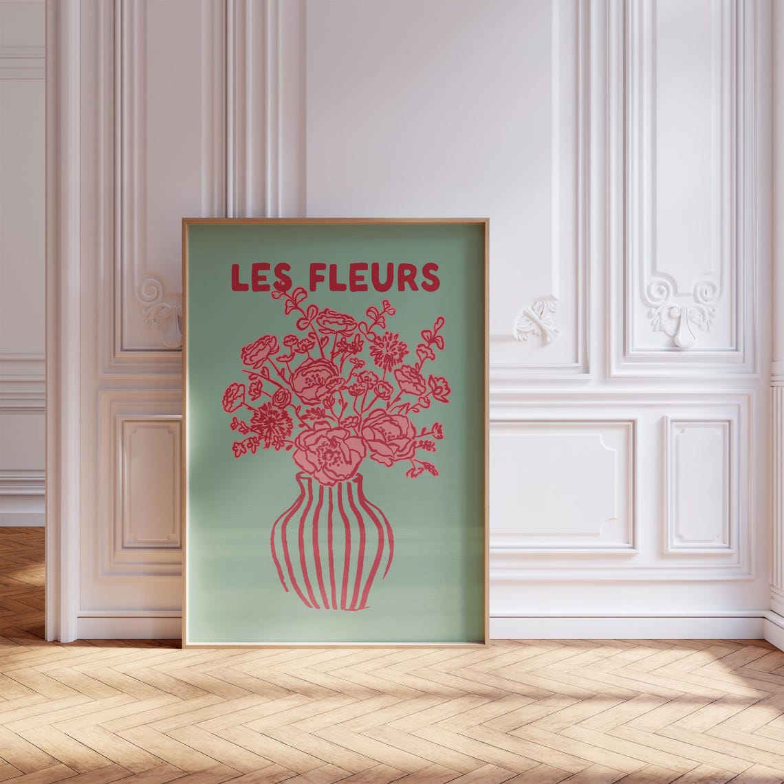 Les Fleurs Pink Red Floral Bouquet French Botanical Vase Art Poster - Image 4