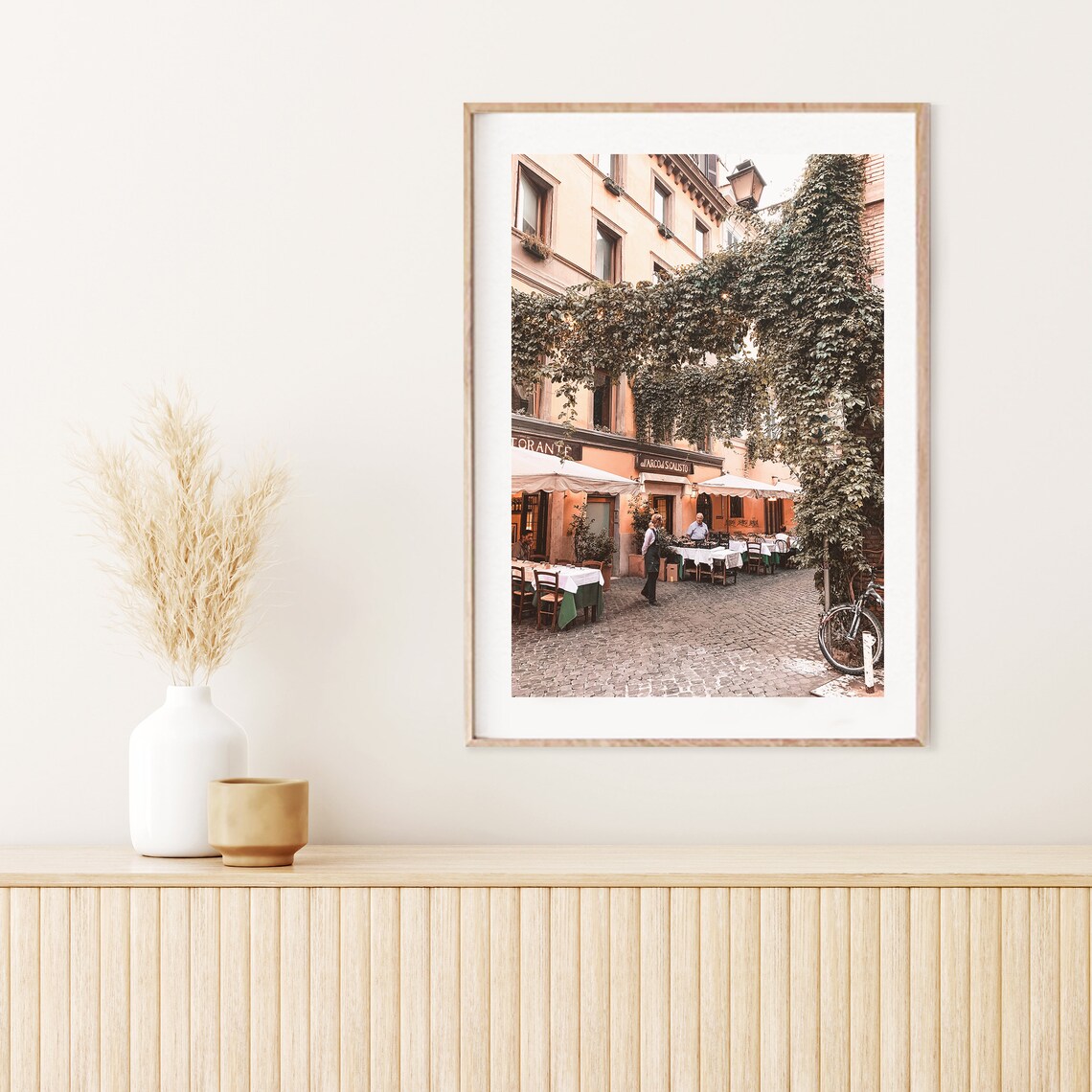 Cozy Italian Restaurant Terrace On A Rome Street Italy Poster - Image 2