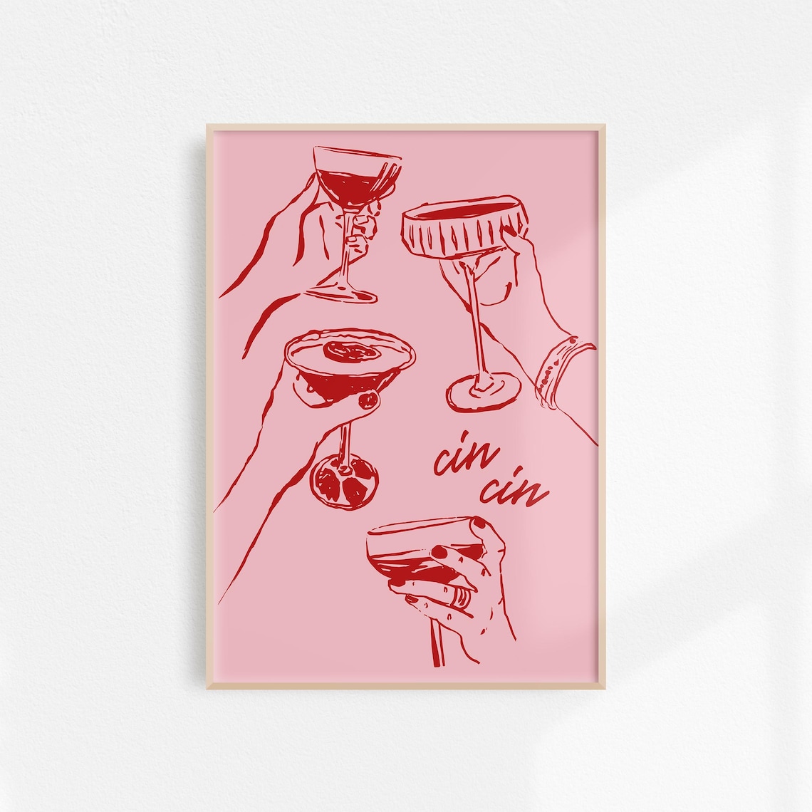 Cin Cin Cheers Cocktail Art Print, Retro Bar Decor - Image 3