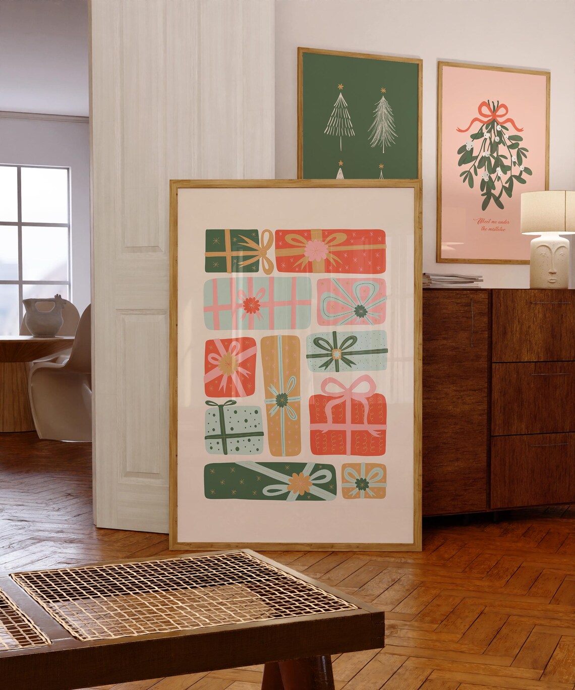Colorful Wrapped Christmas Gifts Illustration Holiday Poster - Image 2