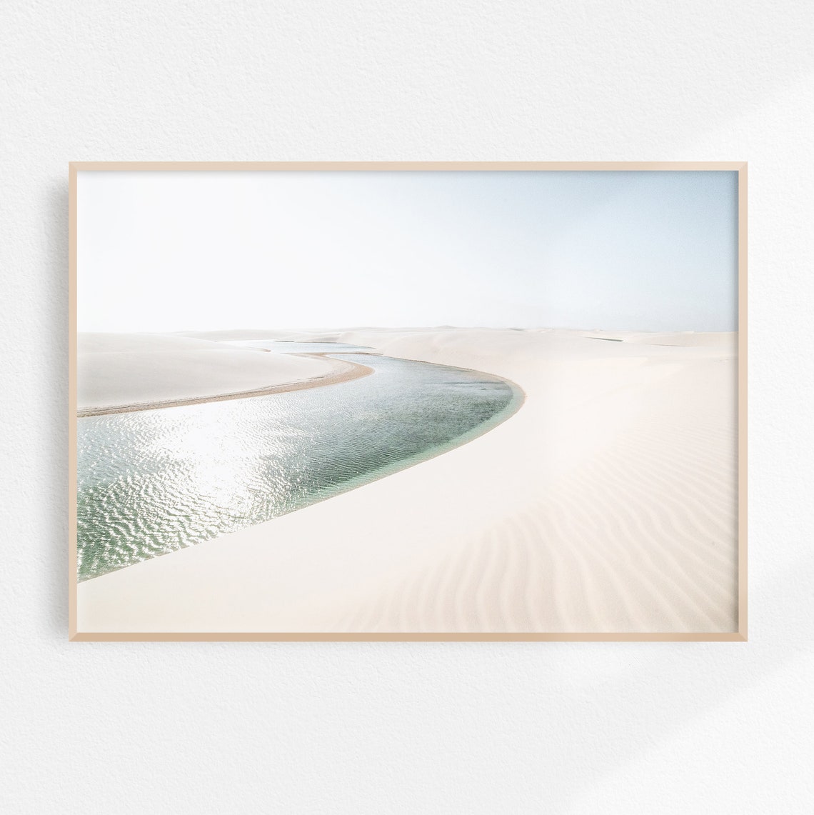 Turquoise Lagoon Curving Through White Desert Dunes Photography Poster