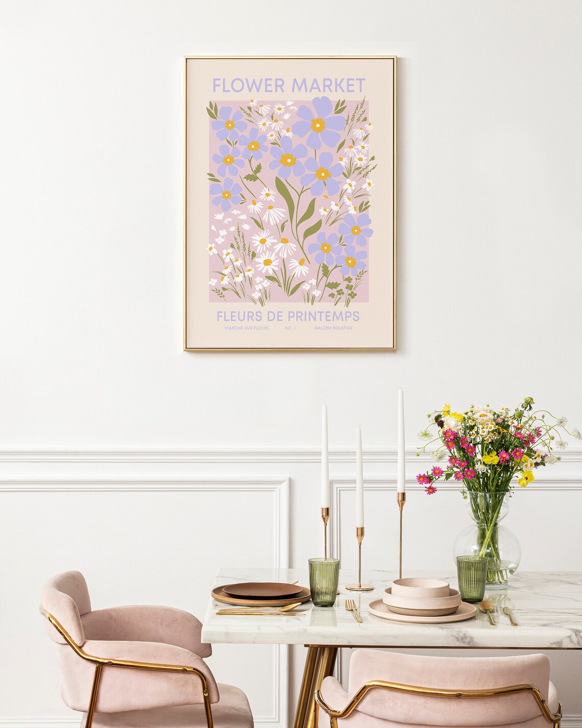 Spring Flower Market Art Print, Danish Pastel Decor - Image 2