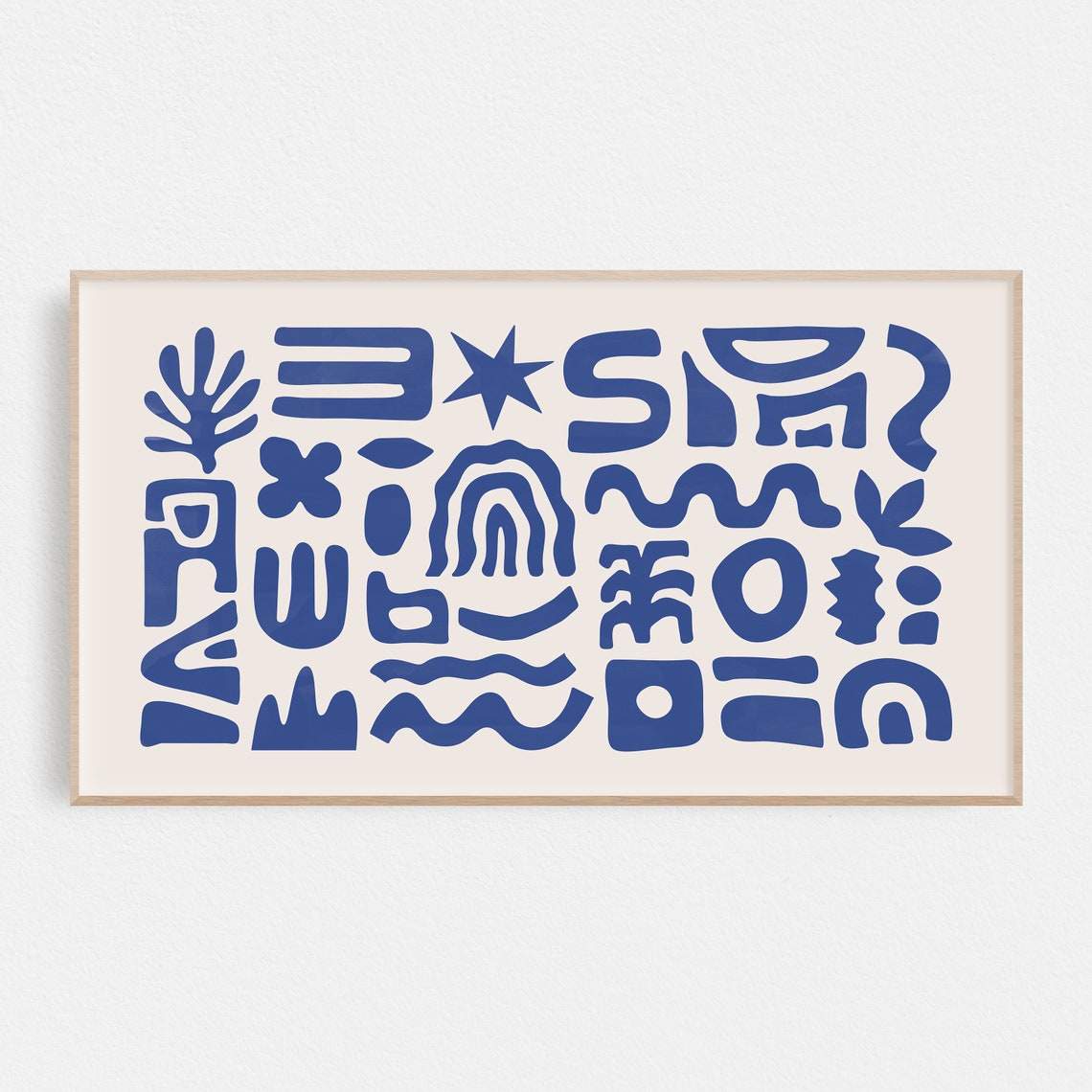 Matisse Style Blue Botanical Cut Out Abstract Shapes Decor Poster