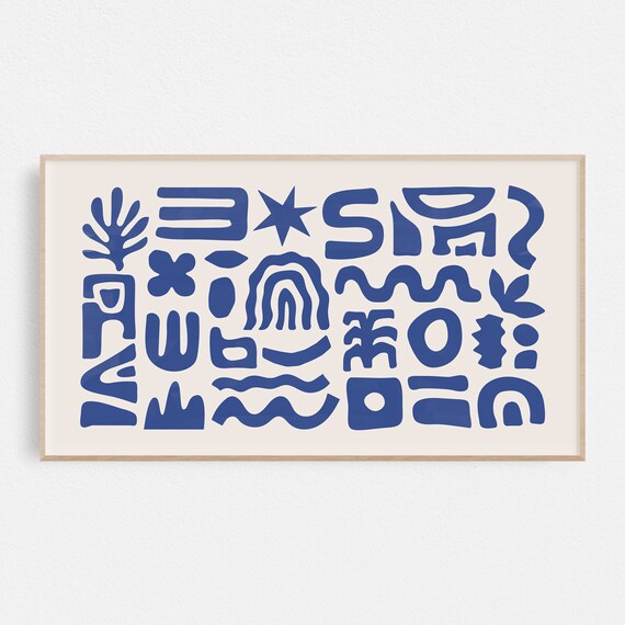 Frame Tv Art Blue Abstract Frame Tv Abstract Botanical Cut Outs Modern Abstract Frame Tv Art Matisse Contemporary Shapes Art