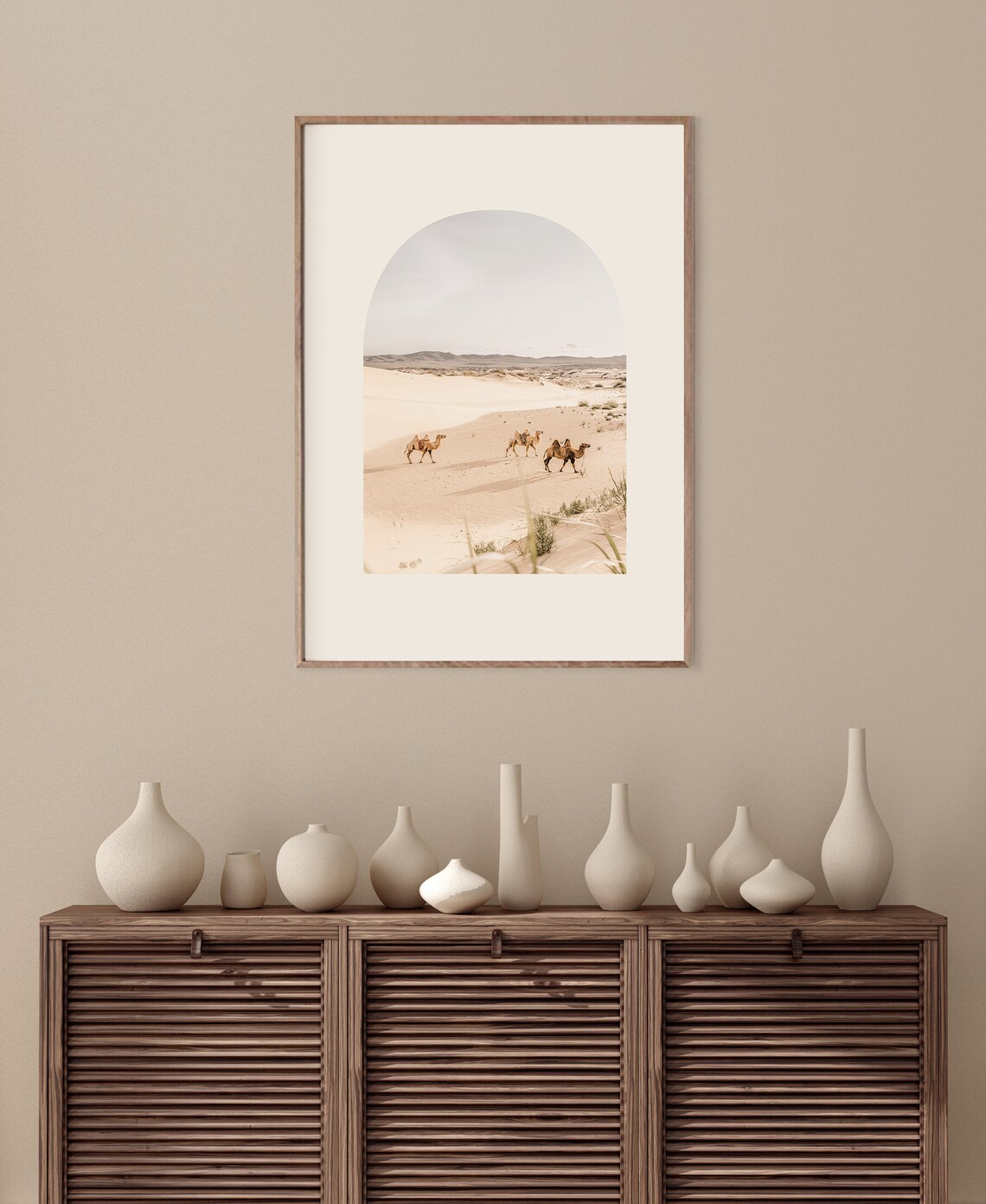Camel Caravan Crossing White Sahara Sand Dunes Photography Poster - Image 2