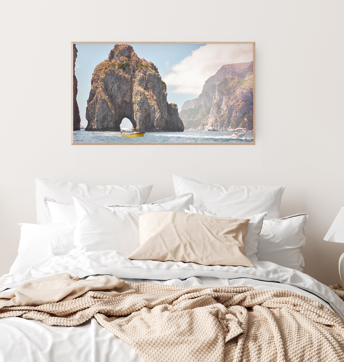 Capri Italy Faraglioni Rock Arch Boats Coastal Travel Decor Poster - Image 2