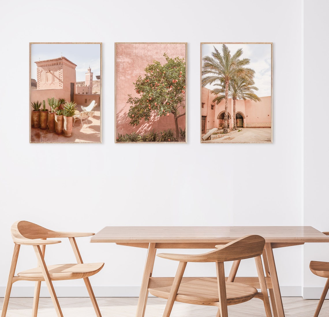 Terracotta Desert Triptych Warm Courtyard Palm Orange Art Poster - Image 5