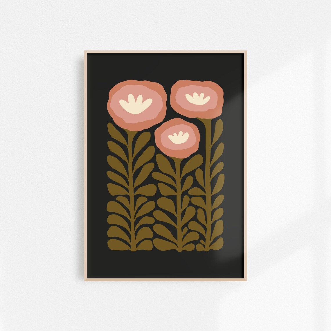 Moody Botanical Floral Art Print, Scandinavian Folk Art - Image 3