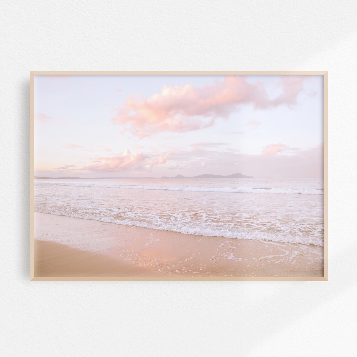 Dreamy Ocean Print, Pink Sunset Beach Art - Image 2