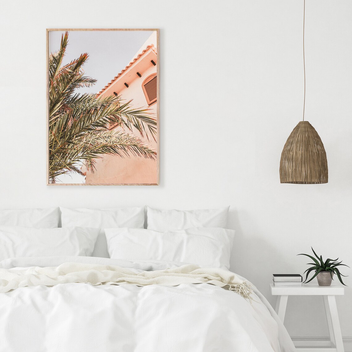 Spanish Villa Palm Fronds Pink Facade Mediterranean Travel Poster - Image 3