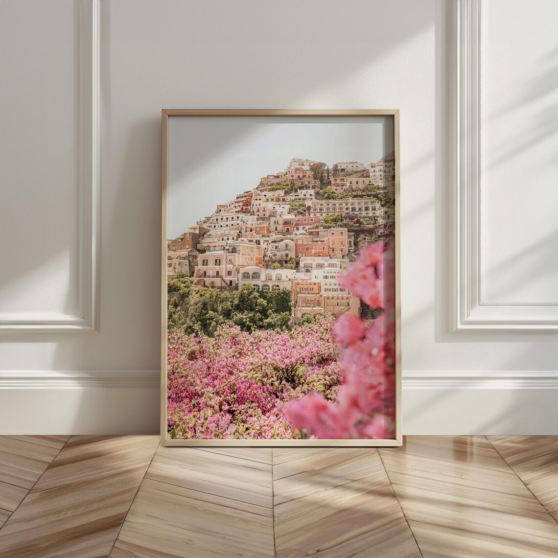 Cliffside Coastal Village Bougainvillea Summer Travel Photo Poster - Image 5