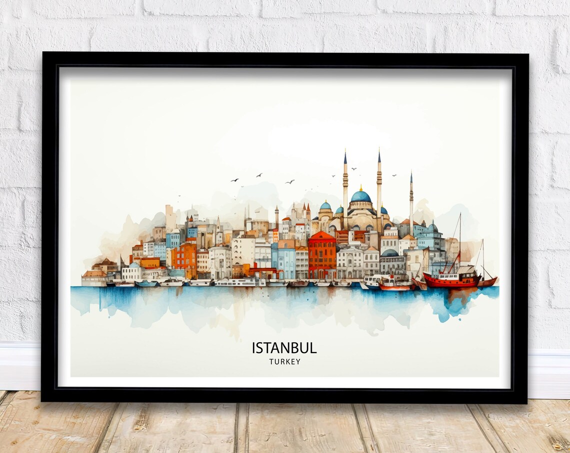 Istanbul Skyline Print, Historic Bosphorus View