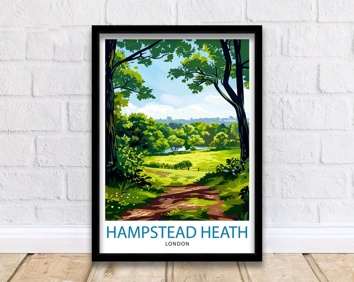 Hampstead Heath London Woodland Walk Illustrated Travel Poster