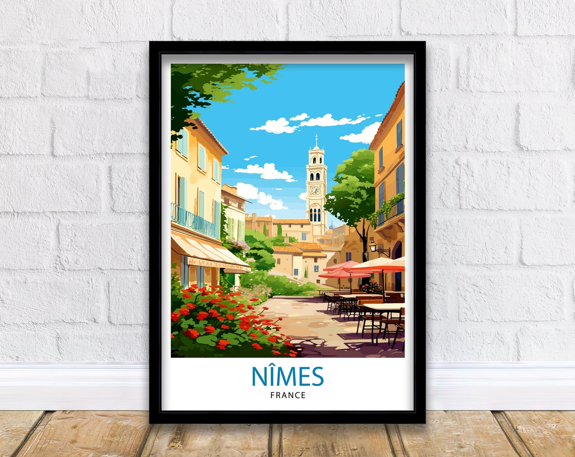 Nimes France Travel Print Nimes Wall Decor Nimes Poster France Travel Prints Nimes Art Print Nimes Illustration Nimes Wall Art France Print