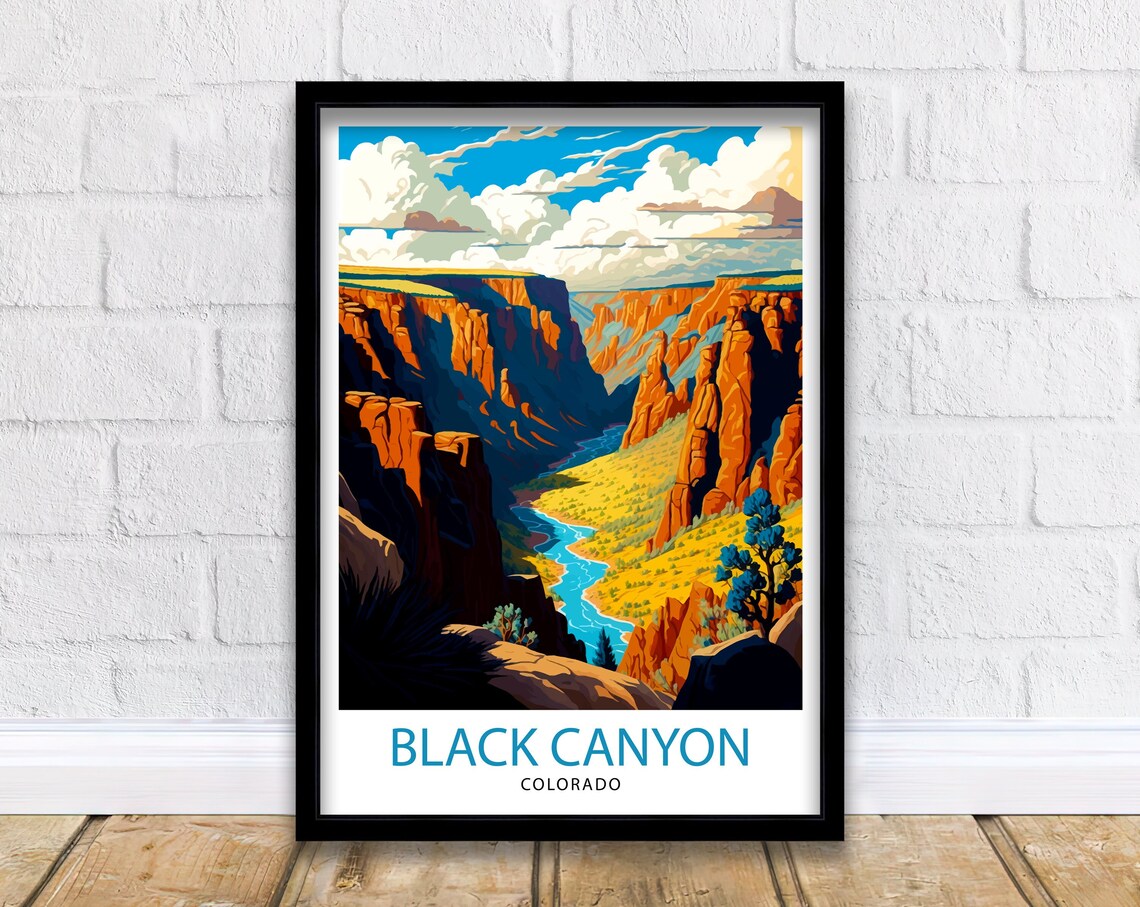 Black Canyon Colorado Travel Print Black Canyon Wall Art Colorado Travel Poster Nature Landscape Print Colorado Home Decor