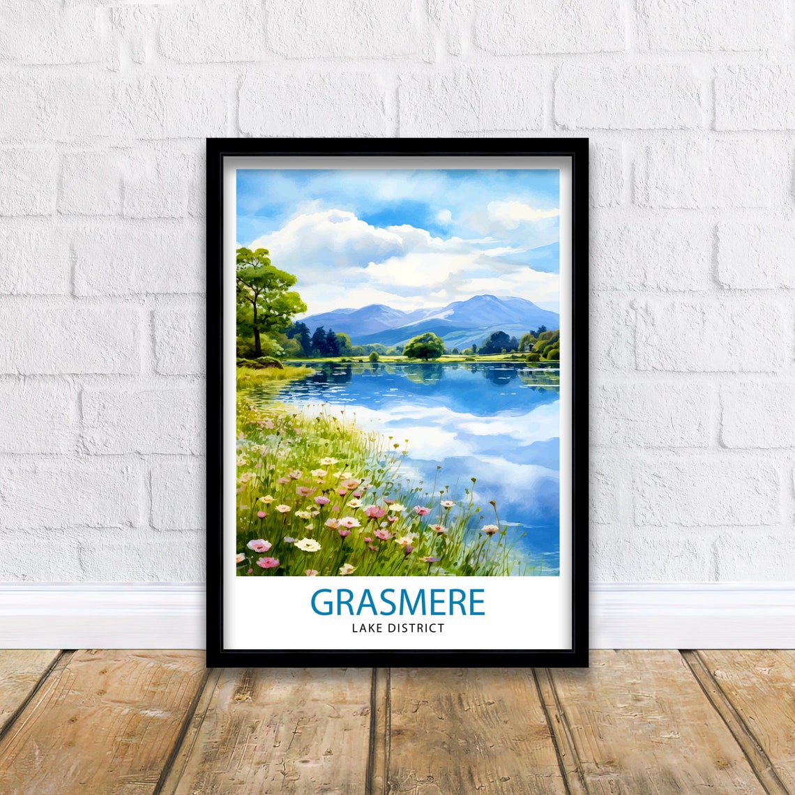 Grasmere Lake District Wildflower Meadow Lake Reflection Poster