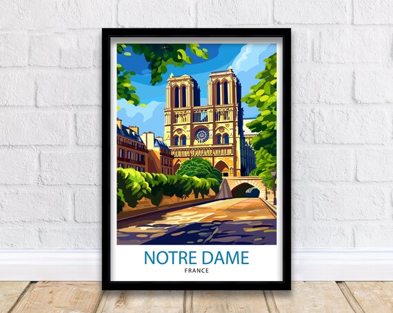 Notre Dame Paris France Gothic Cathedral Historic Seine View Poster