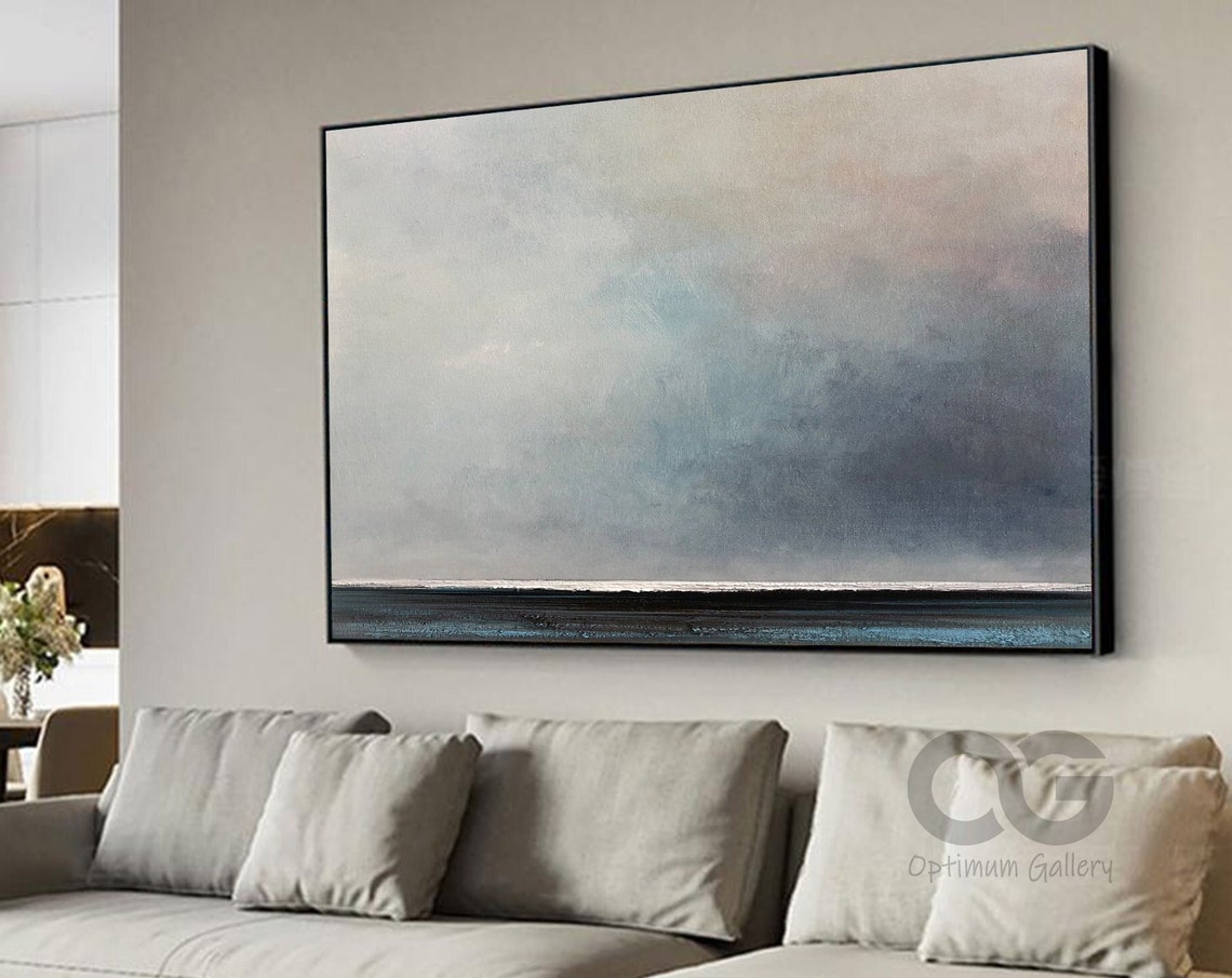 Large Sea Abstract Painting Ocean Painting On Original Sky Landscape Painting Sea Abstract Oil Painting Large Living Room Wall Art - Image 4