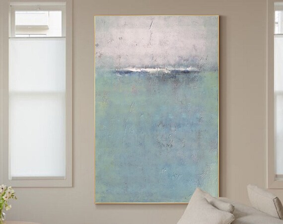 Sea Green Abstract Ocean Misty Horizon Textured Coastal Minimalist Art Poster