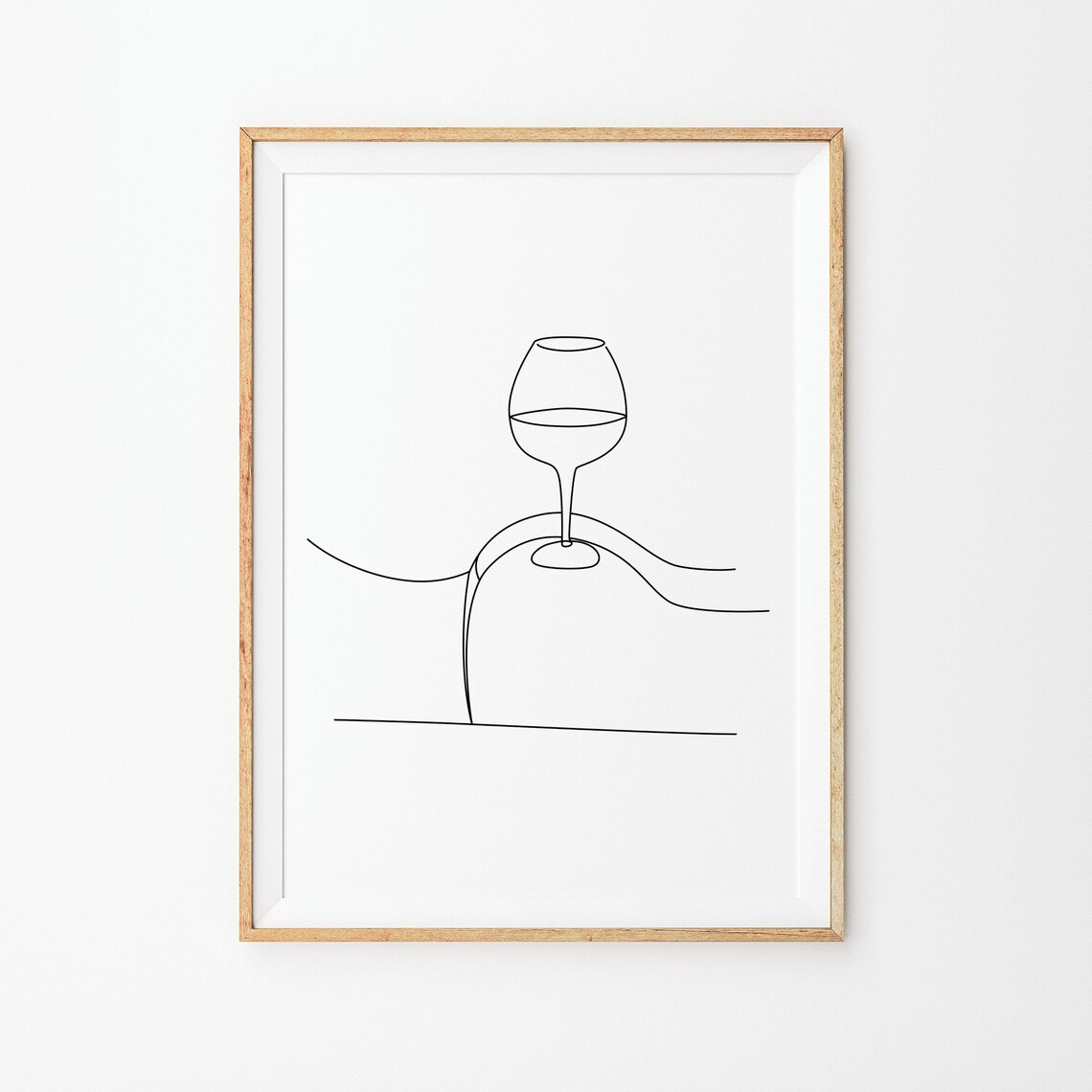 Wine Glass Resting on Female Hips Minimal Line Drawing Poster