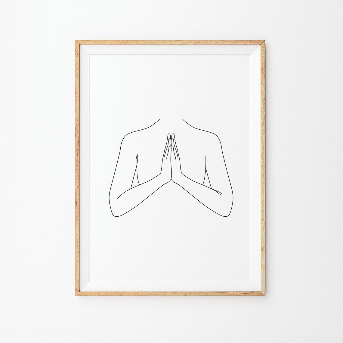Yoga Namaste Hands Together Minimalist Mindfulness Line Poster