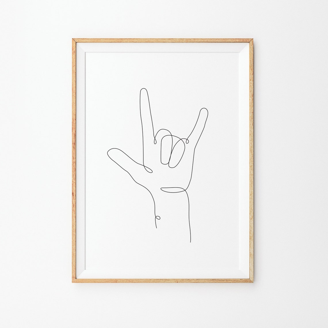 I Love You Hand Sign Print Line Art Poster Line Art Minimal I Love You Hand Poster Black White Art Wall Line Art Prints - Image 3