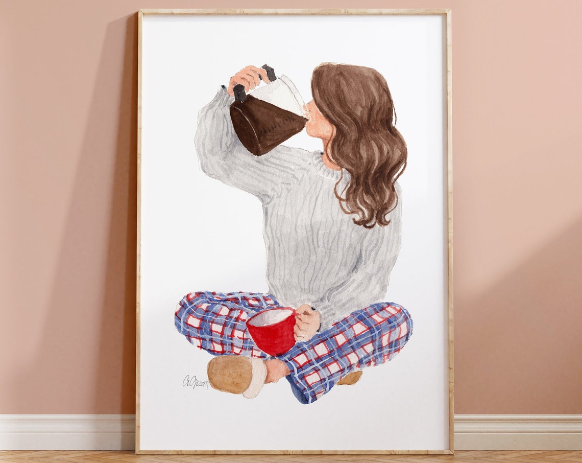 Coffee Lover Print Art Coffee More Coffee Illustration Print Coffee Addict Poster