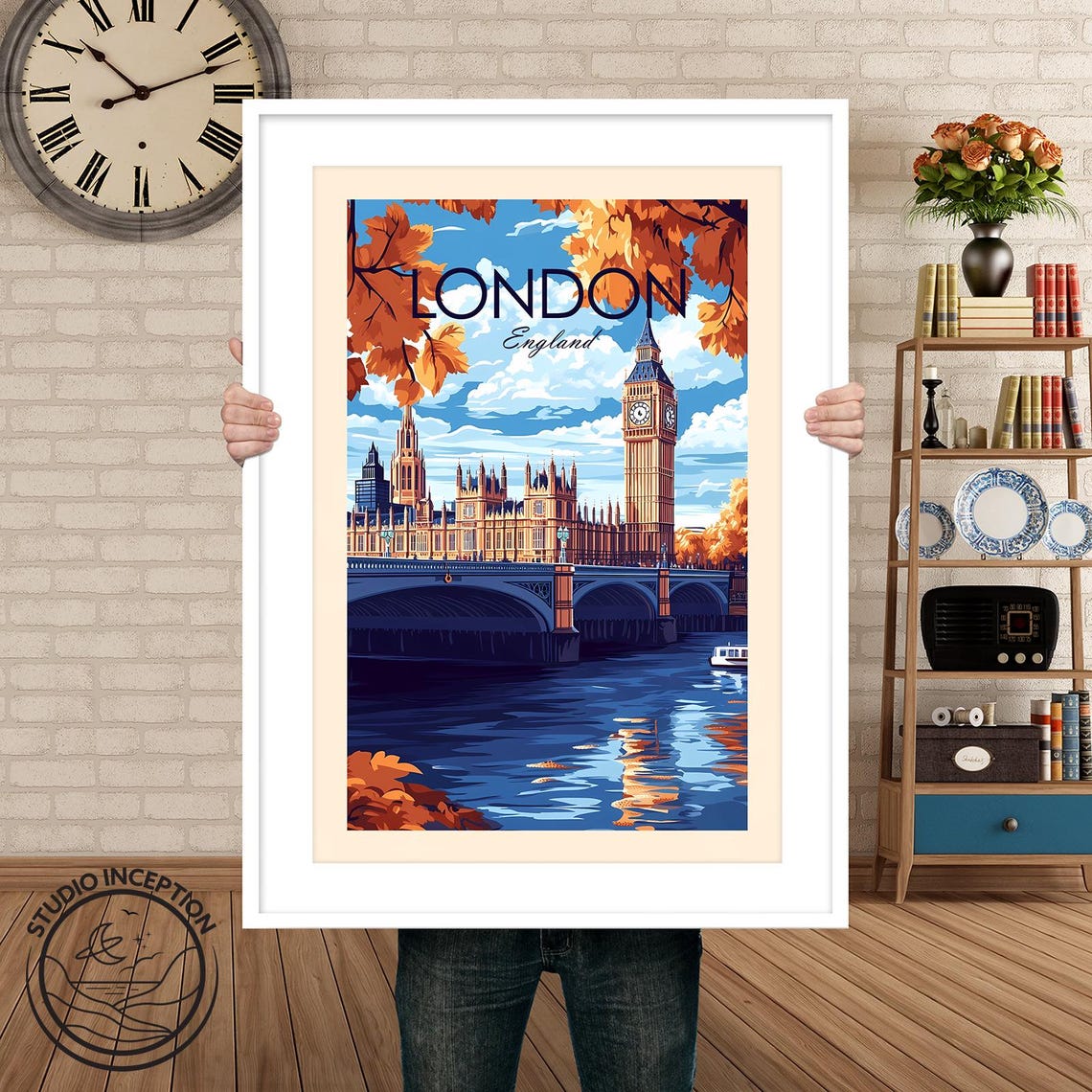 Three Piece Vintage Travel Poster Set Featuring Paris and London - Image 2