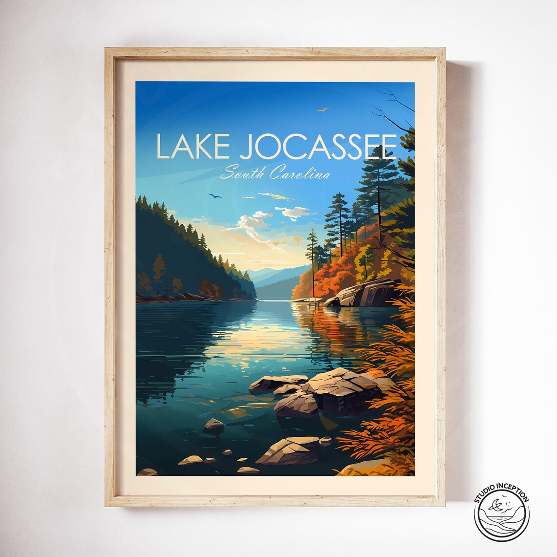 Lake Jocassee South Carolina Autumn Fall Colors Lakeview Travel Poster - Image 3