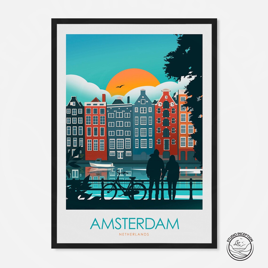 Amsterdam Travel Poster, The Netherlands City Print