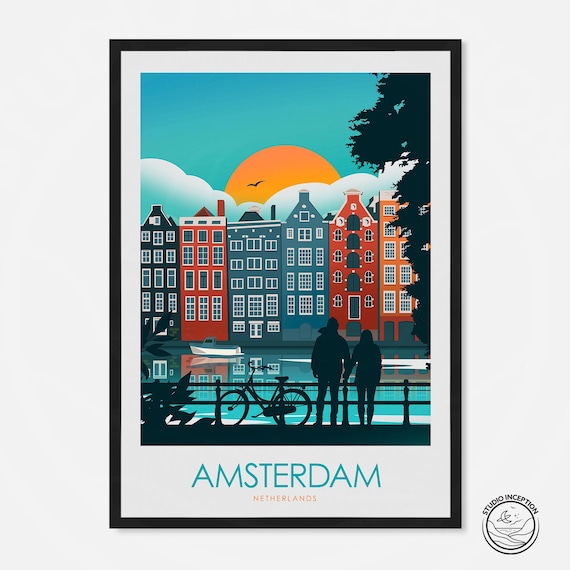 Amsterdam Travel Poster, The Netherlands City Print