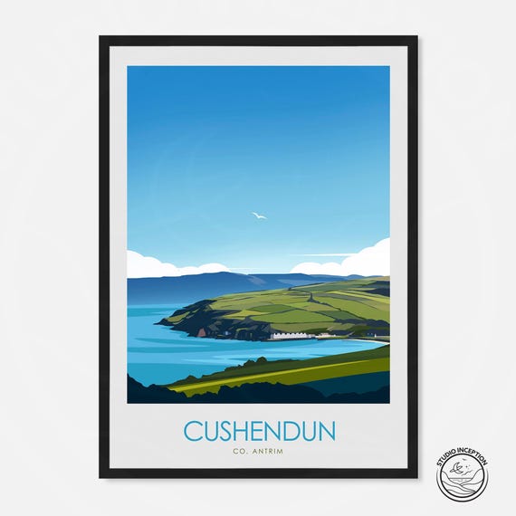Cushendun Irish Travel Poster, Northern Ireland Travel Poster