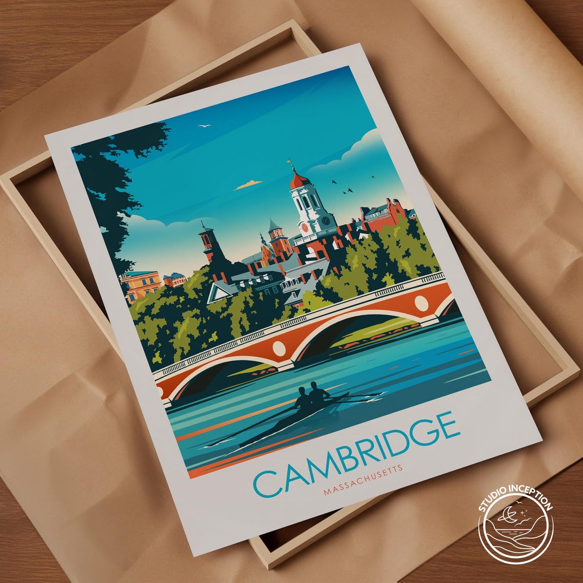 Cambridge Massachusetts Harvard Rowing on the Charles River Poster - Image 2