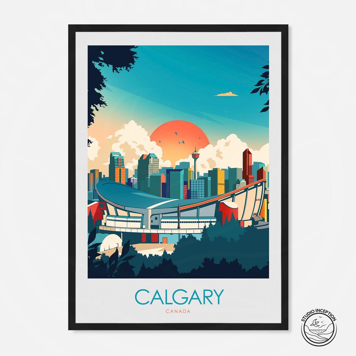 Calgary Canada Travel Poster, City Wall Art