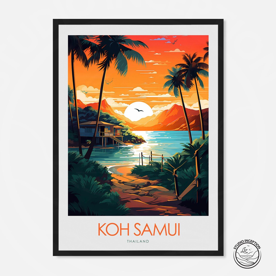 Thailand Koh Samui Travel Poster, Asia Wall Decor