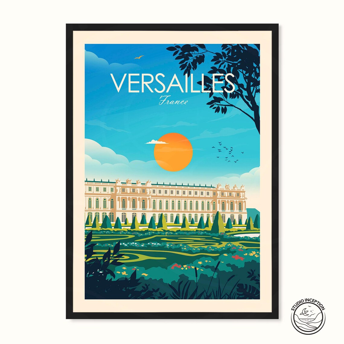 Versailles Palace Travel Poster, Architecture Landmark