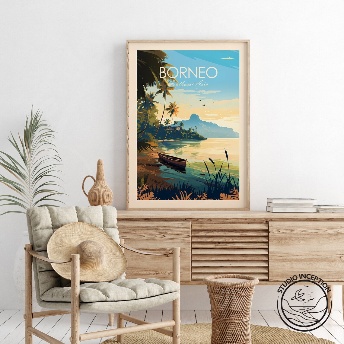 Borneo Traditional Travel Poster, Southeast Asia - Image 3