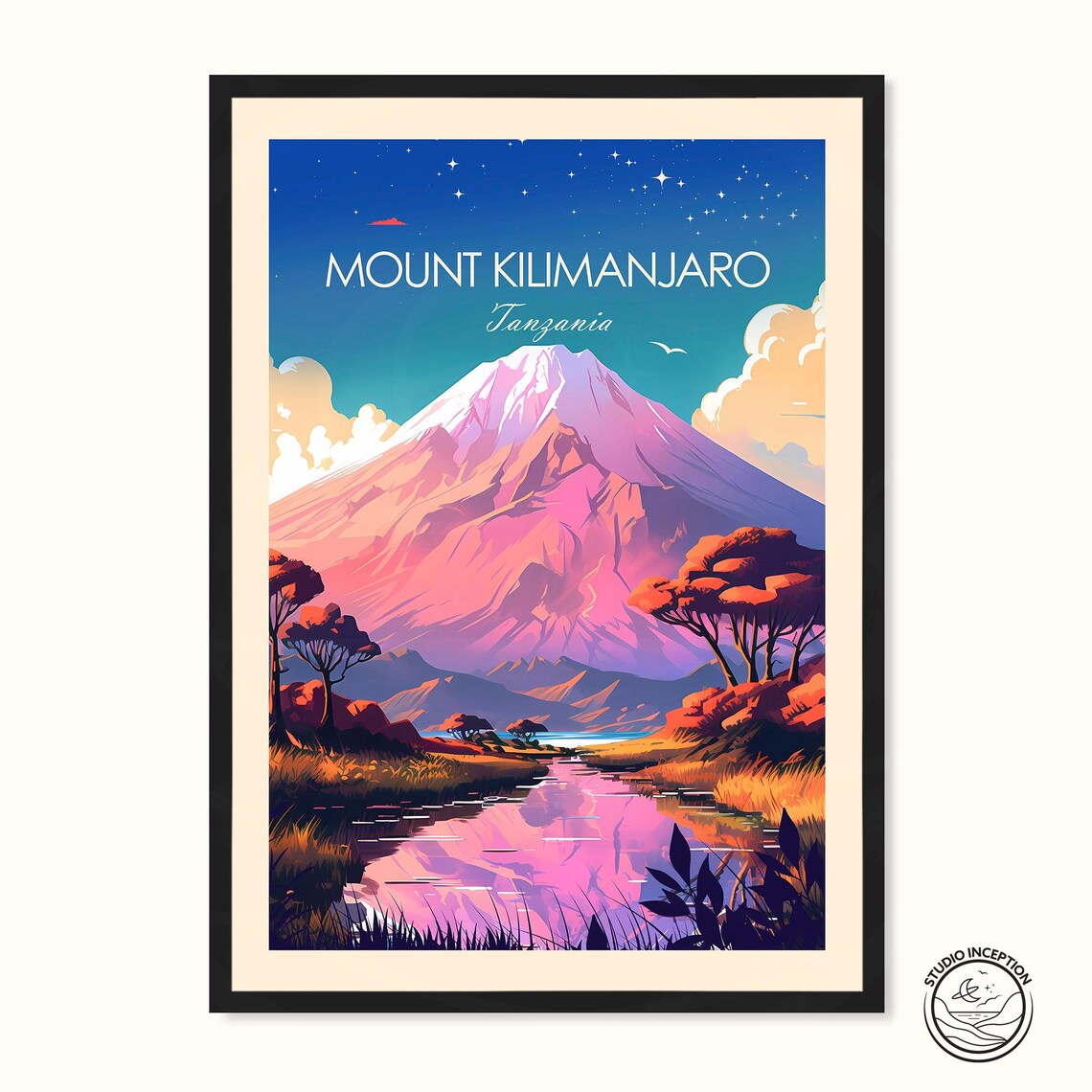 Mount Kilimanjaro Tanzania Wall Art Travel Poster