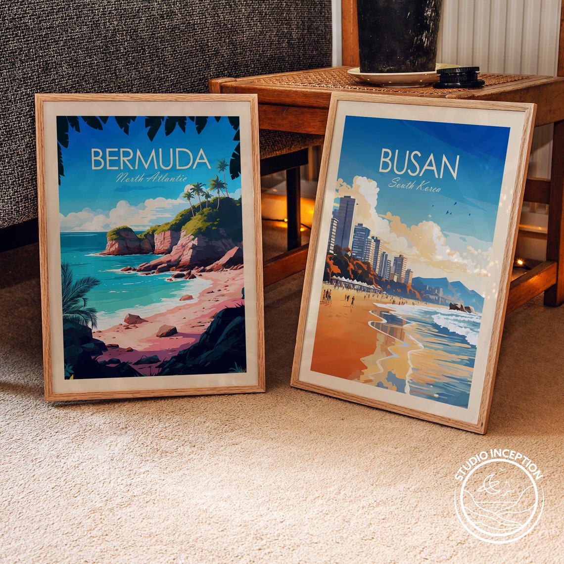 Busan South Korea Haeundae Beach Skyline Ocean Waves Travel Poster - Image 2