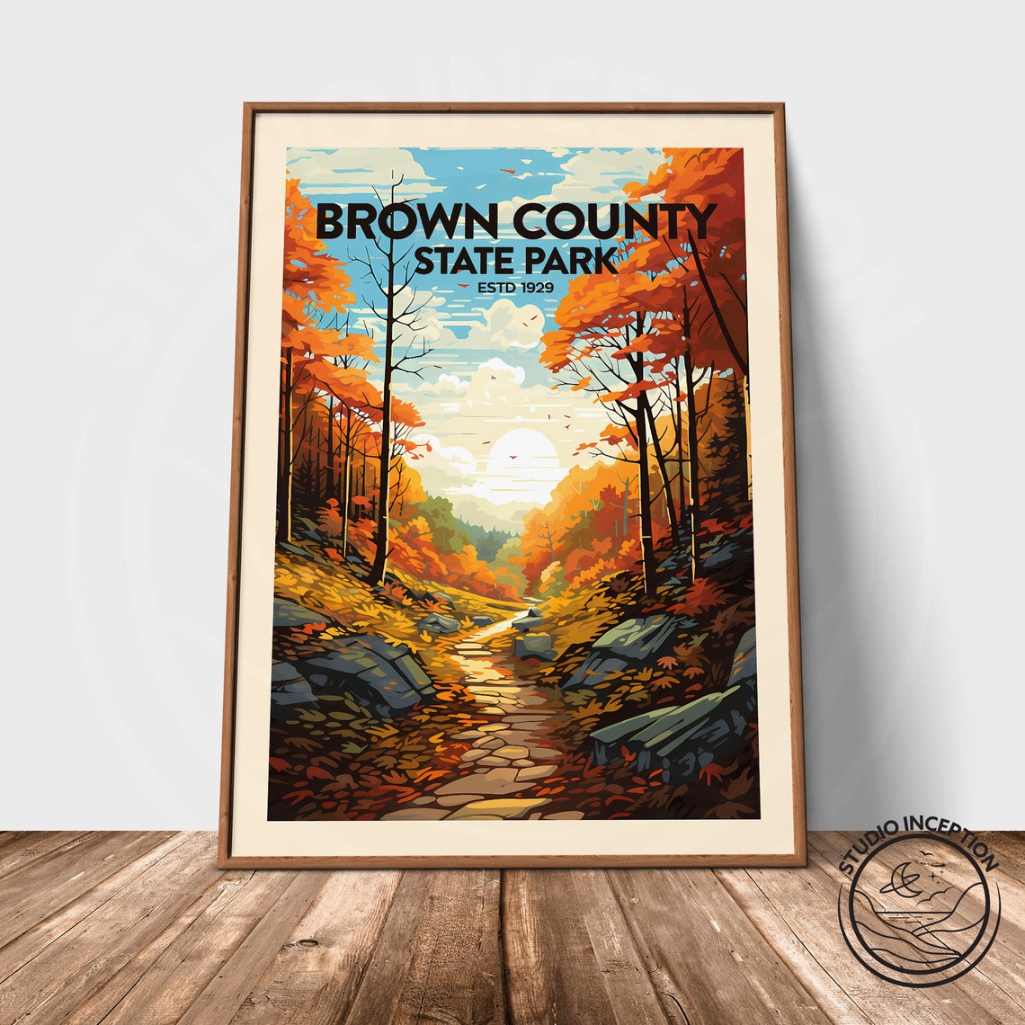 Brown County State Park Indiana Fall Foliage Trail Travel Poster - Image 3