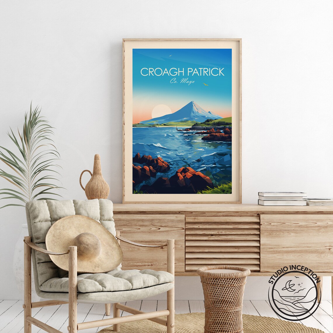 Croagh Patrick Traditional Travel Poster, County Mayo - Image 2