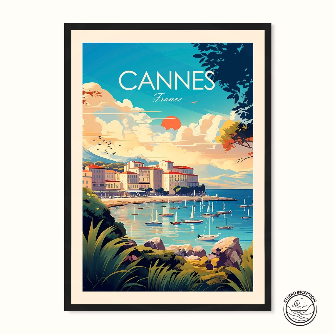 Cannes Travel Poster, France Wall Decor