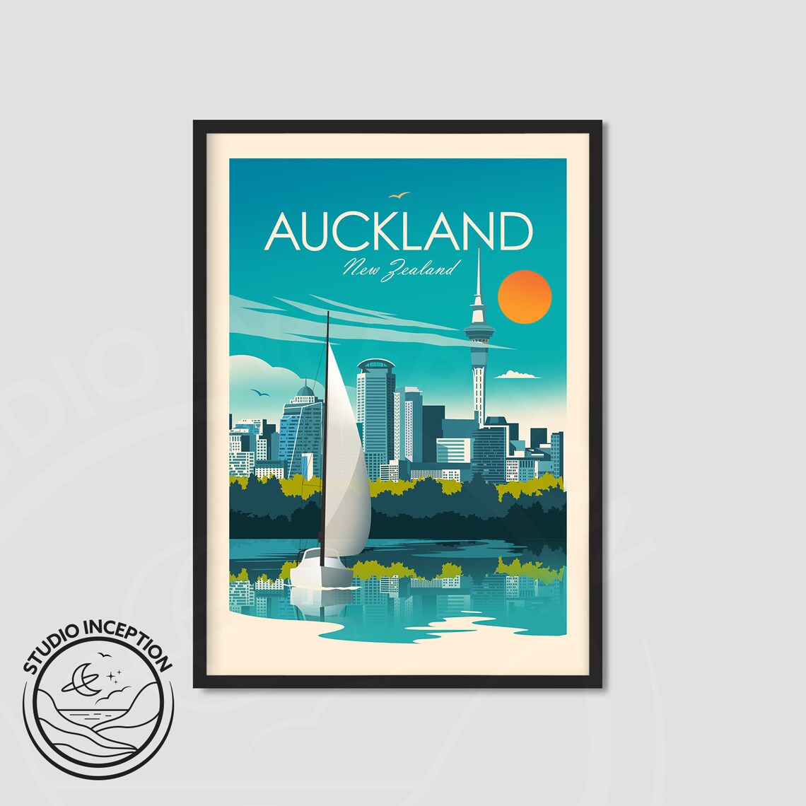 Auckland New Zealand Travel Poster, City Print - Image 2