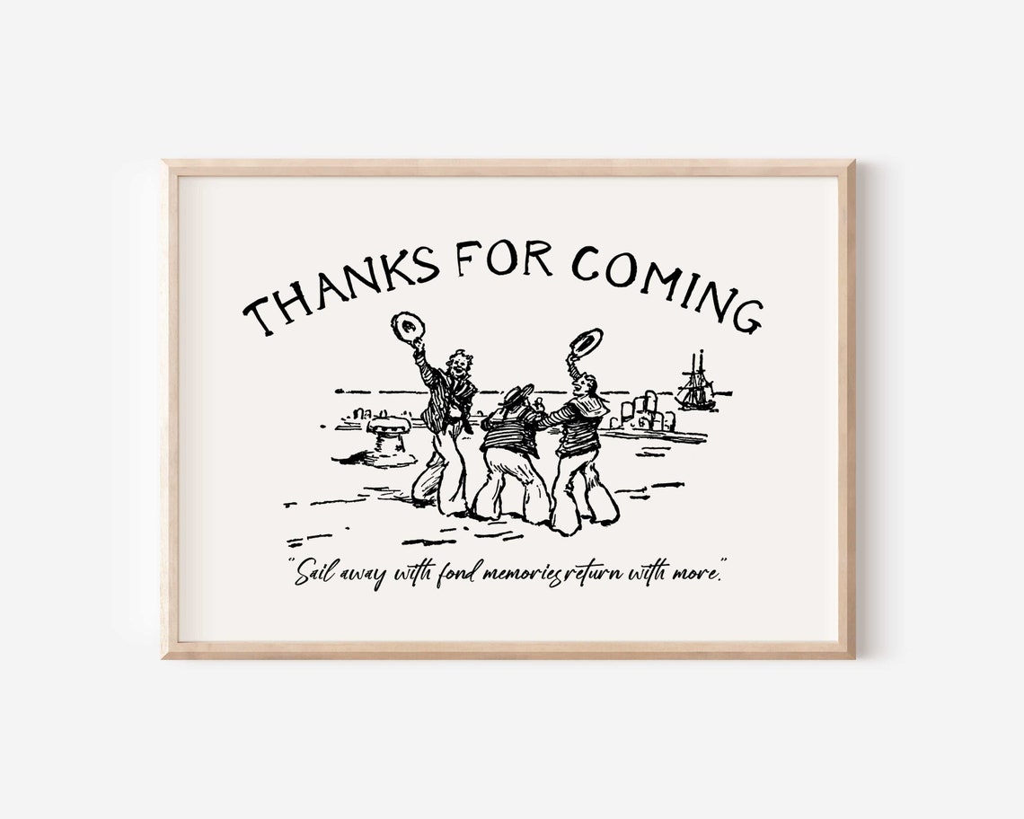 Thanks For Coming Black Vintage Sailor Dance Farewell Art Poster - Image 2