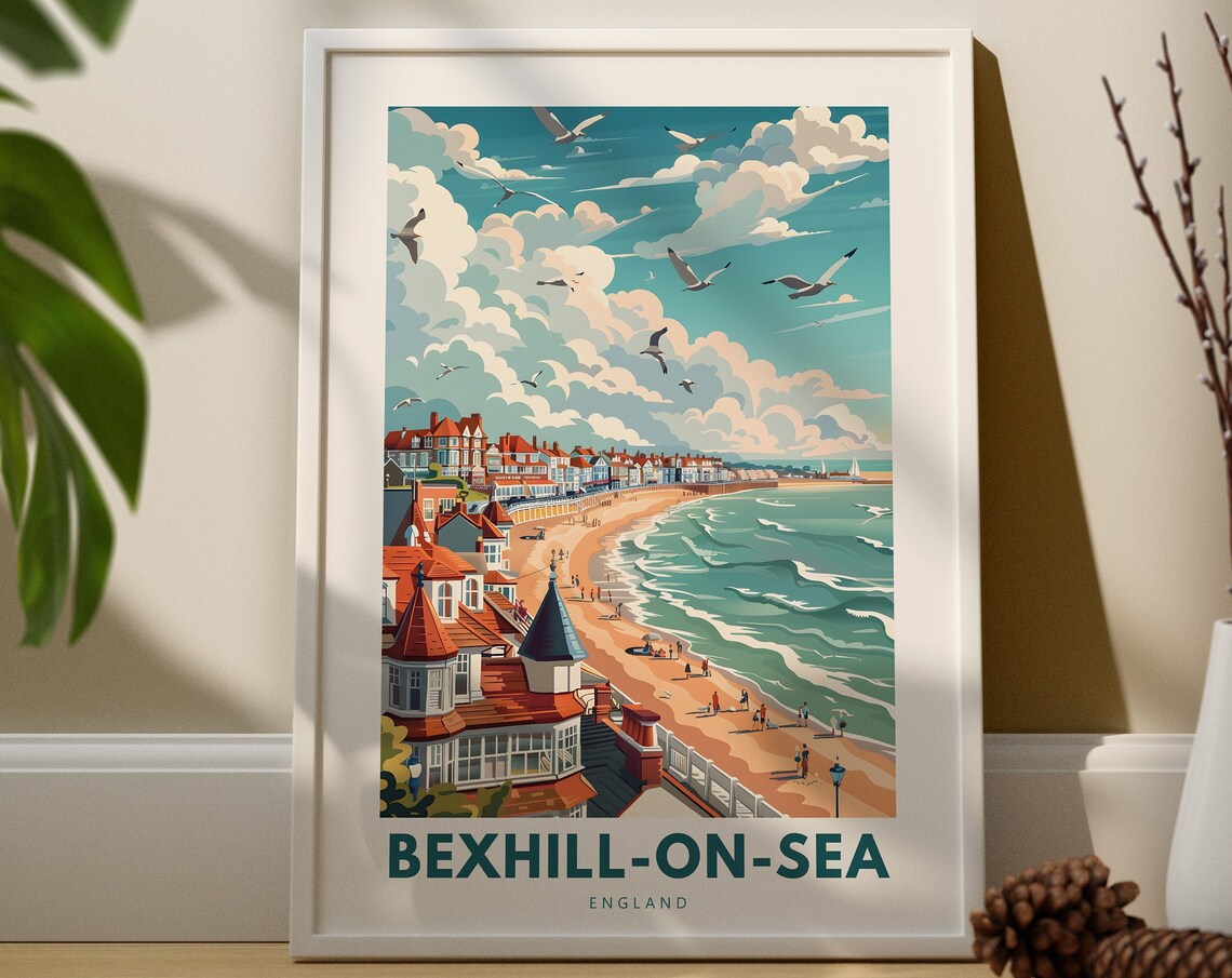 Bexhill On Sea England Travel Beach Seaside Coastal Town Art Print