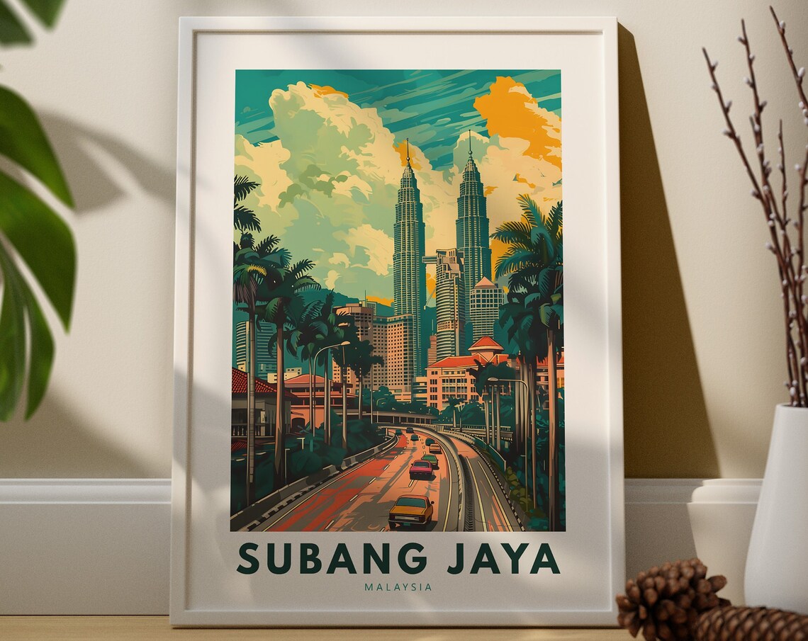 Subang Jaya Malaysia Twin Towers Cityscape Travel Art Poster