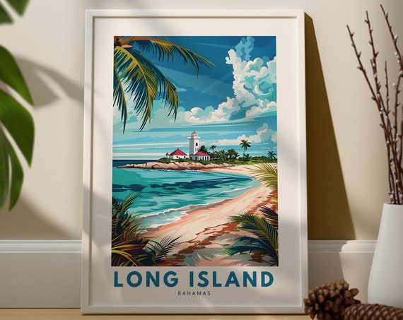 Long Island Wall Art Print Travel Poster Bahamas Decor
