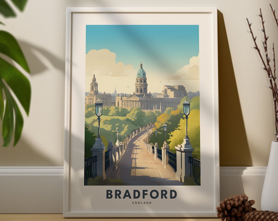 Bradford Travel Print City Poster England Wall Art Housewarming Gift