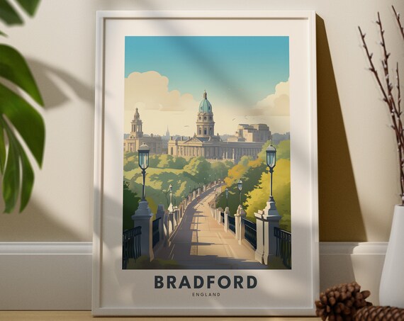 Bradford Travel Print City Poster England Wall Art Housewarming Gift