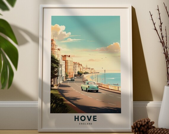 Hove Travel Print Wall Art Hanging Home Dcor South East Sussex Gift Lovers City Poster